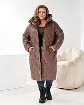 Зимове жіноче пальто шоколад великого розміру батал Розміри: 50-52, 54-56, 58-60, фото 2