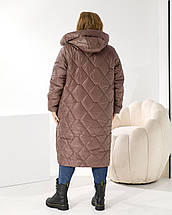 Зимове жіноче пальто шоколад великого розміру батал Розміри: 50-52, 54-56, 58-60, фото 3
