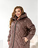 Зимове жіноче пальто шоколад великого розміру батал Розміри: 50-52, 54-56, 58-60, фото 9