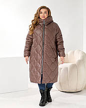 Зимове жіноче пальто шоколад великого розміру батал Розміри: 50-52, 54-56, 58-60, фото 5