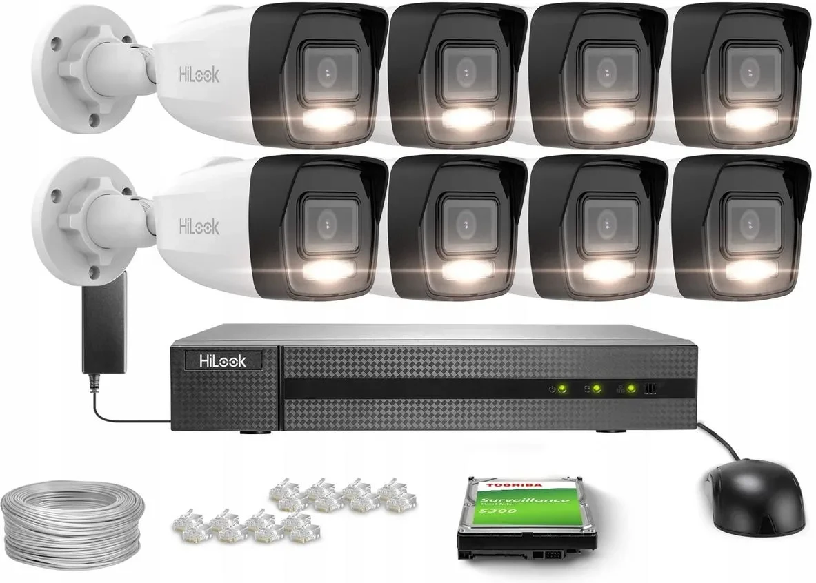 Hilook Набір для відеоспостереження 8X Ipcam-B8-30Dl 8Mpx Poe Мікрофон Aplikacja, фото 1