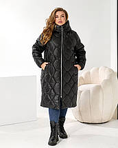 Зимове жіноче пальто чорне великого розміру батал Розміри: 50-52, 54-56, 58-60, фото 5