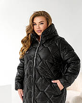 Зимове жіноче пальто чорне великого розміру батал Розміри: 50-52, 54-56, 58-60, фото 4