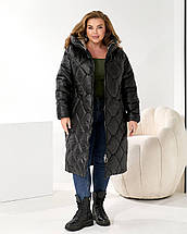 Зимове жіноче пальто чорне великого розміру батал Розміри: 50-52, 54-56, 58-60, фото 3
