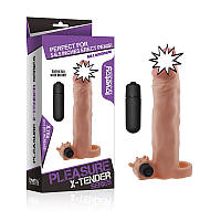 Подовжувальна насадка на пініс - Pleasure X-Tender Vibrating Penis Sleeve Add 2" Flesh
