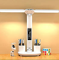 Настільна LED лампа з годинником, термометром та органайзером (від USB)