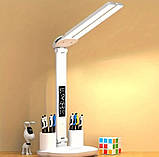Настільна LED лампа з годинником, термометром та органайзером (від USB), фото 4