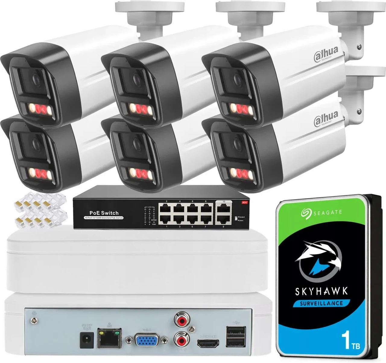 Камера відеоспостереження Dahua Zestaw Monitoringu 8 Kamer Ipc-Hfw1439Tl1-A-Il-0280B 4Mpx Диск 1Tb, фото 1