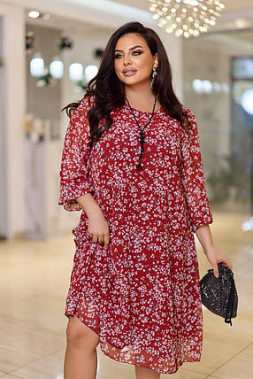 Шифонова сукня "Марі" великого розміру батал Розміри: 50-52, 54-56, 58-60, фото 1