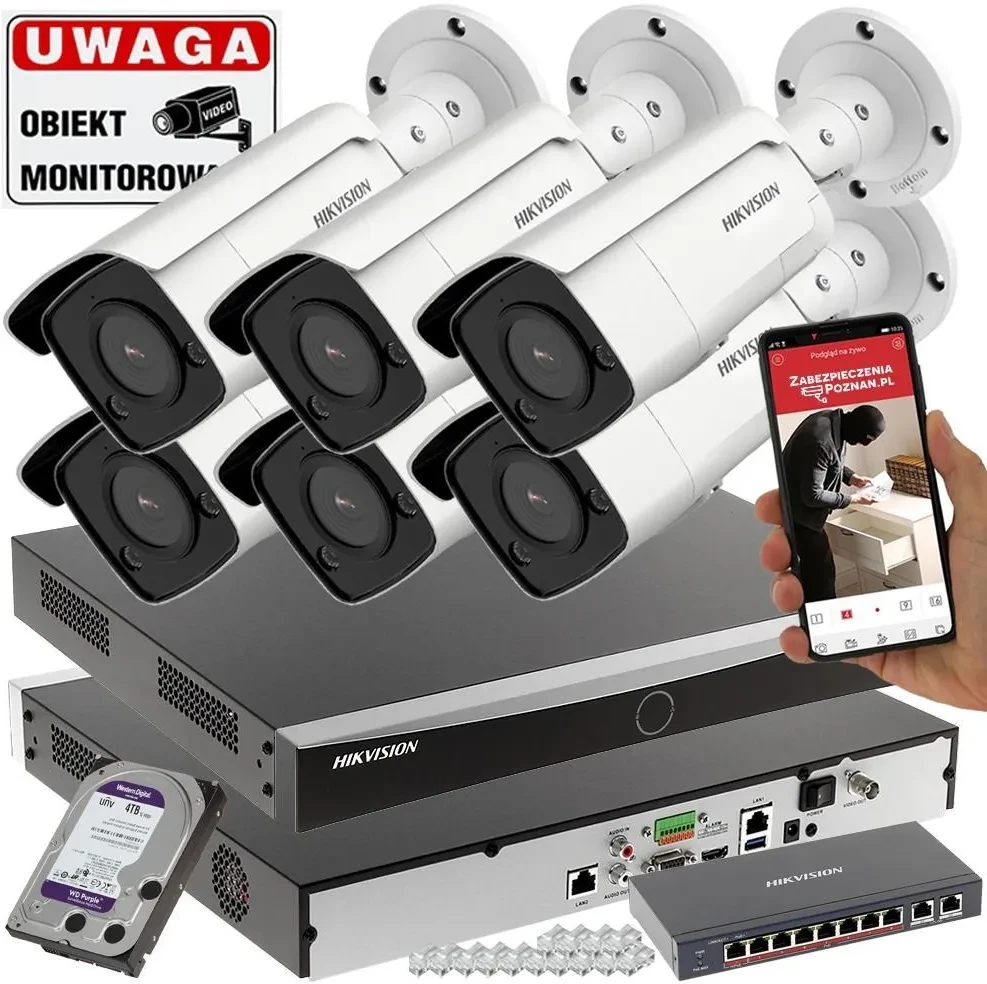 Камера відеоспостереження HIKVISION INTELIGENTNY Моніторинг NA 6 KAMER IP DS-2CD2T47G2-L(2.8MM)(C) 4MPX COLORVU ACUSENSE IR60, фото 1