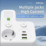 Мережевий подовжувач з USB і Type-C портами (5-в-1), нічник, фото 2