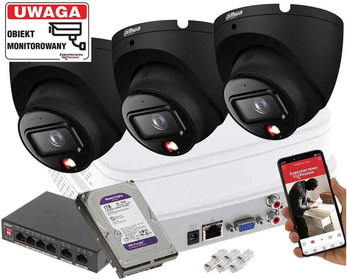 Dahua Zestaw 3 IP-камери 6Mpx Ipc-Hdw1639T-A-Il-0280B-S6 + Диск 1Tb (Z51752T3), фото 1