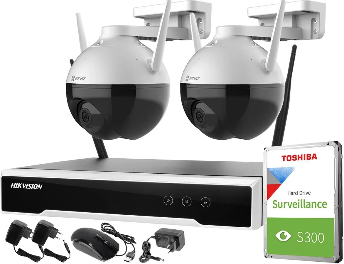 Камера відеоспостереження Моніторинг zestaw bezprzewodowy Hikvision Ezviz 2 Камери C8T WiFi FullHD 1TB, фото 1