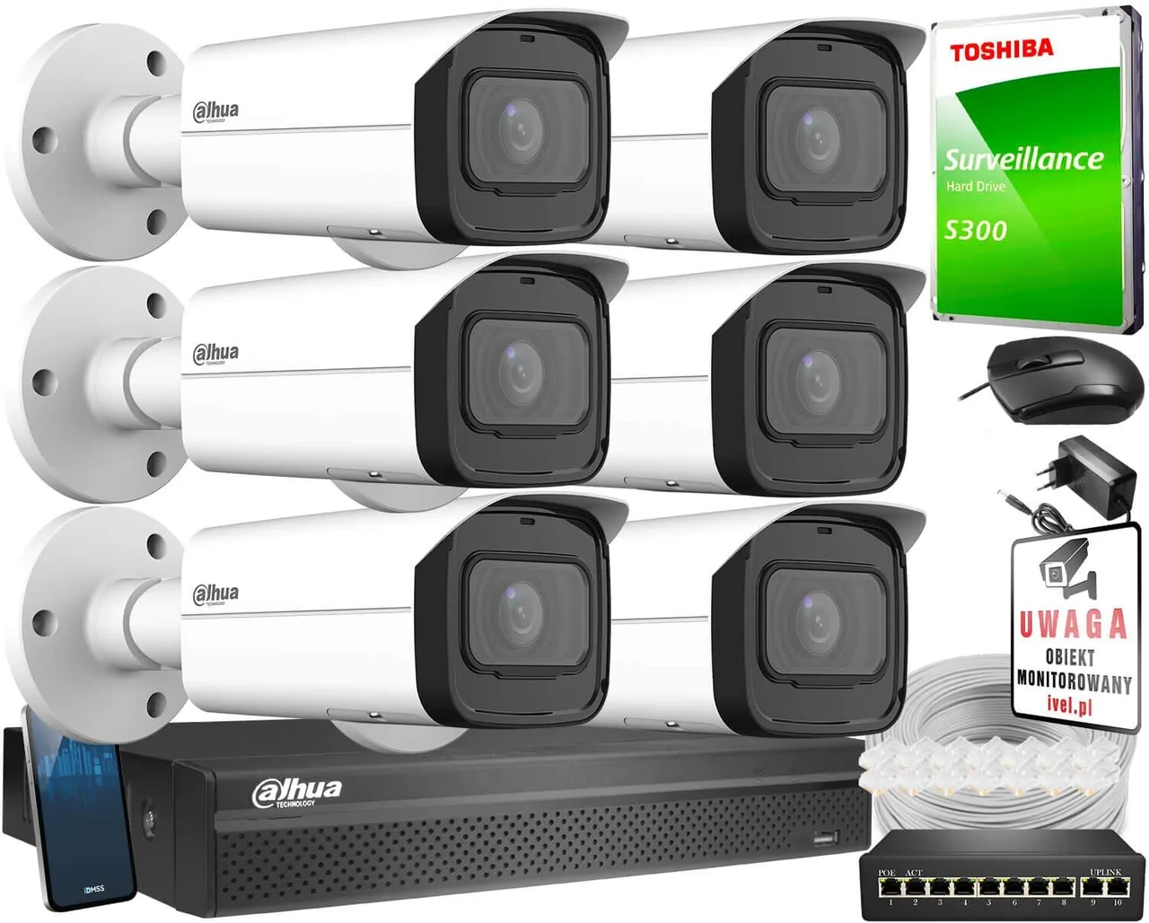 Камера відеоспостереження Dahua Набір для відеоспостереження Ip 5Mpx 6X Ipc-Hfw3541T-Zas-27135-S2 (ZM27764), фото 1