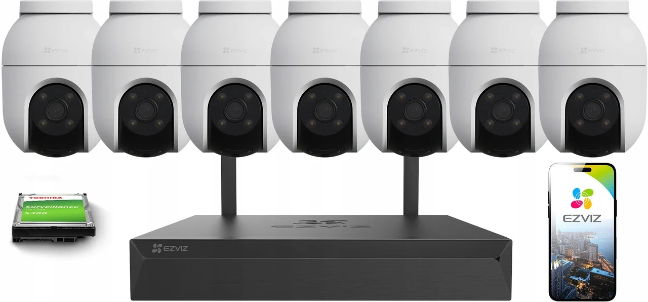 Камера відеоспостереження Ezviz Набір для відеоспостереження Wifi 7X C8C 3K 5Mp Detekcja Aplikacja Microsd, фото 1