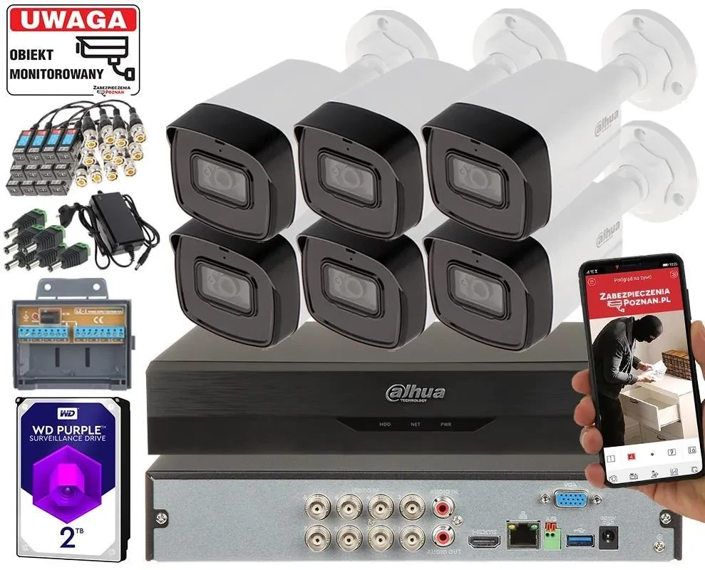 Камера відеоспостереження DAHUA Моніторинг ZEWNĘTRZNY 6 KAMER 8MPX HAC-HFW1800TL-A-0360B WIZSENSE Мікрофон, фото 1