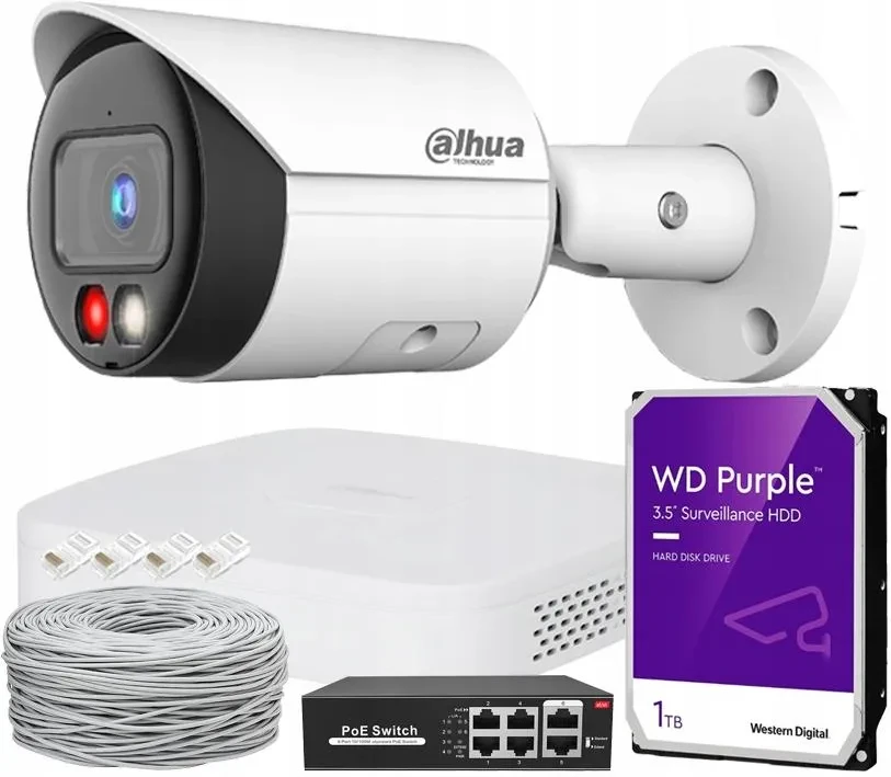Камера відеоспостереження Dahua Моніторинг Zewnętrzny Ip Zestaw 1 Wizsense 5Mpx Nagrywarka 1Tb, фото 1