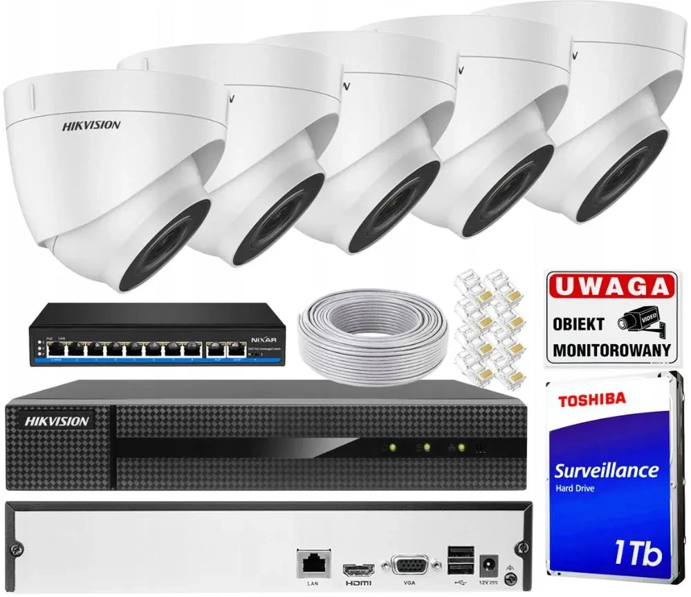 Камера відеоспостереження Hikvision Zestaw Monitoringu 5X Ipcam-T4 4Mpx Ir30, фото 1