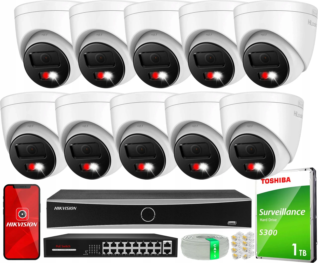 Камера відеоспостереження Hilook Zestaw Monitoringu 10X Ipc-T280Ha-Luf/Sl 8Mpx Rejestrator Ds-7616Nxi-K2 1Tb, фото 1