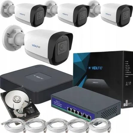 Камера відеоспостереження Vidiline Zestaw Monitoringu 4 IP-камери 4Mpx Ir50 (2023), фото 1