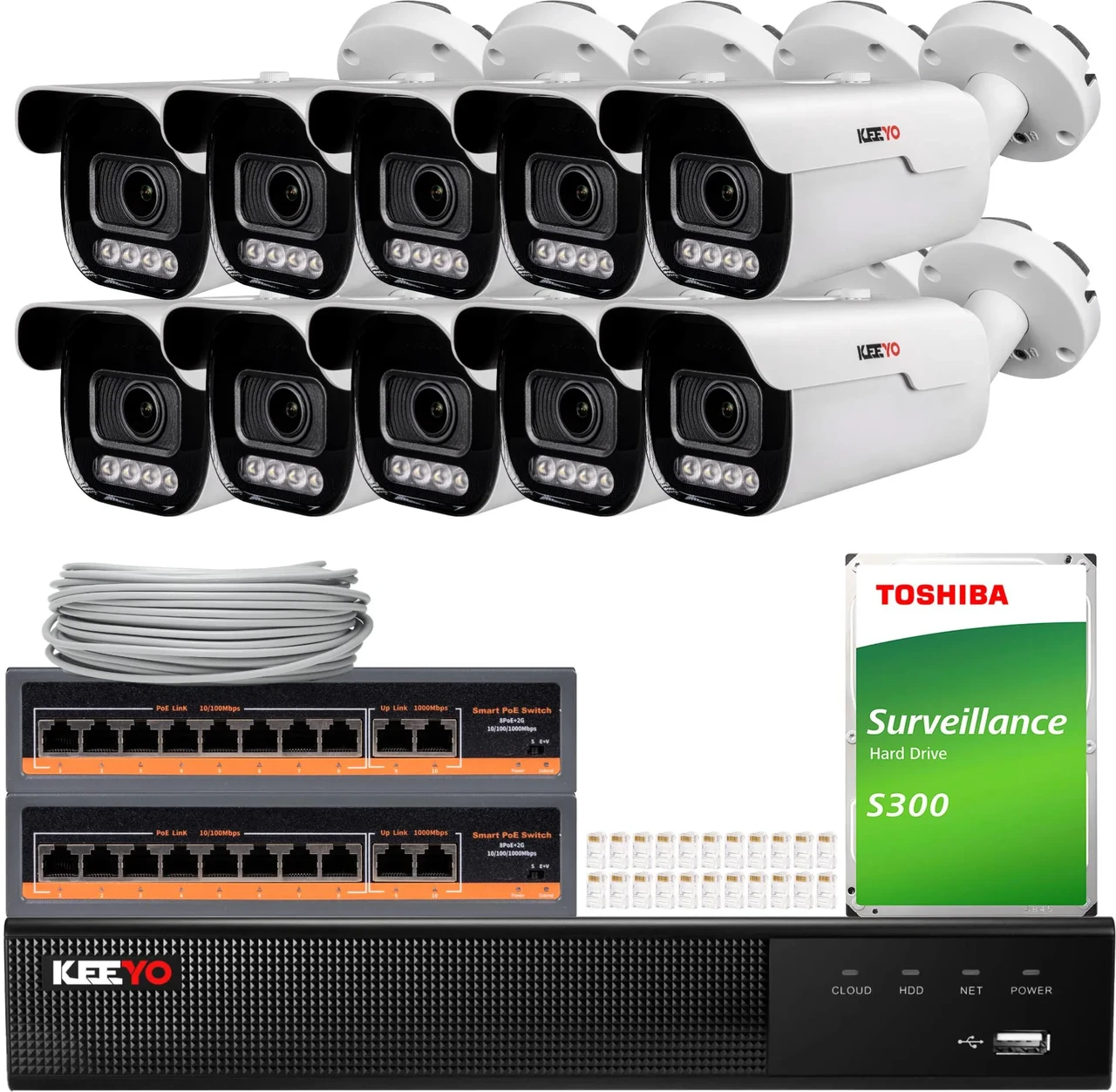 Камера відеоспостереження Keeyo Набір для відеоспостереження 10X Lv-V-Ip8M5Af-Dl 8Mpx, Motozoom (ZM34743), фото 1