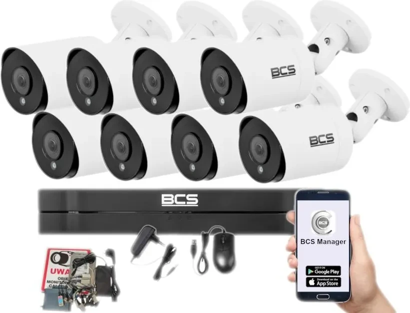 Bcs Моніторинг Zestaw 5Mpx 8 Kamer Białych Диск 1Tb Aplikacja Зовнішні, фото 1