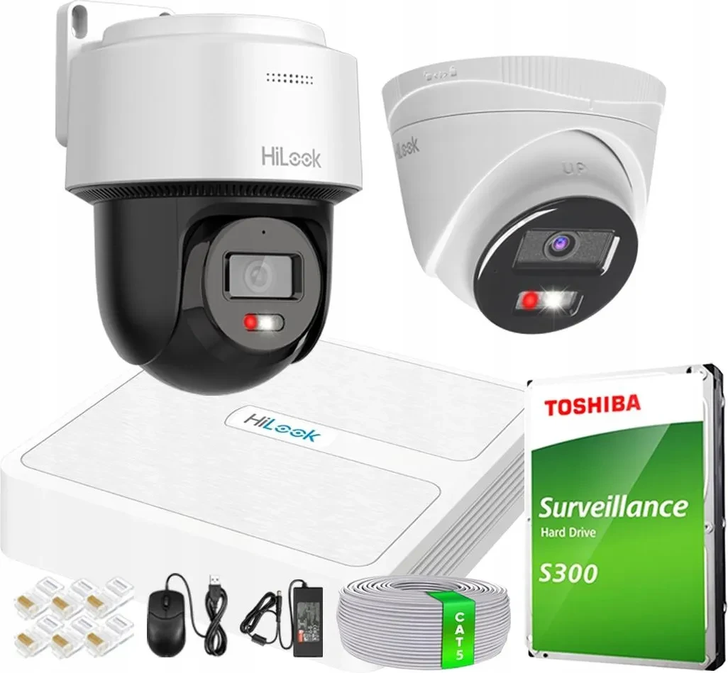 Камера відеоспостереження Hilook Набір для відеоспостереження 2 Камери 4Mpx Ipcam-T4-30Dl Ptz-N4Mp-P Poe, фото 1