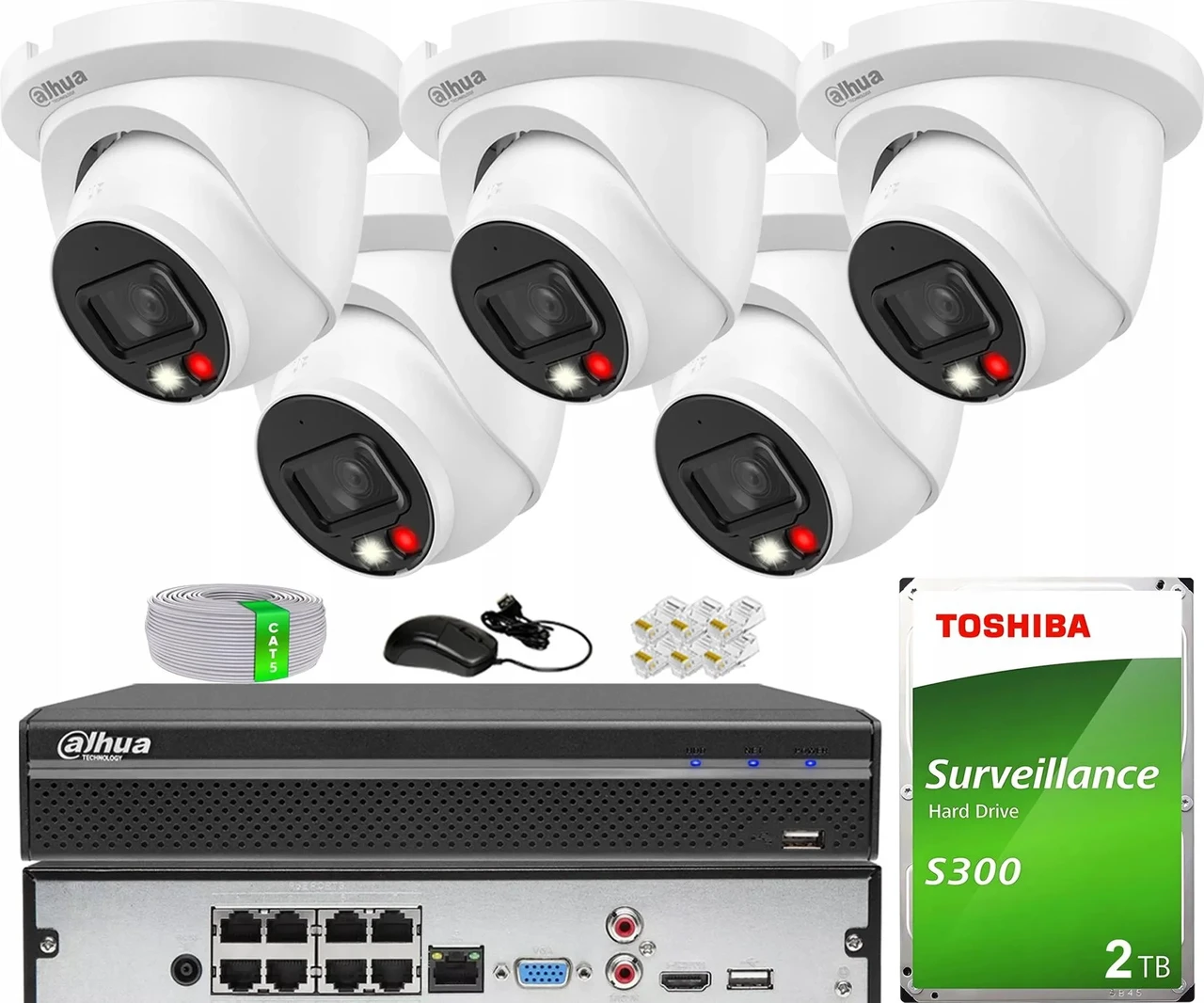Камера відеоспостереження Dahua Zestaw Monitoringu Ip Poe 5 Kamer Ipc-Hdw2649Tm-S-Il-0280B Wizsense, фото 1