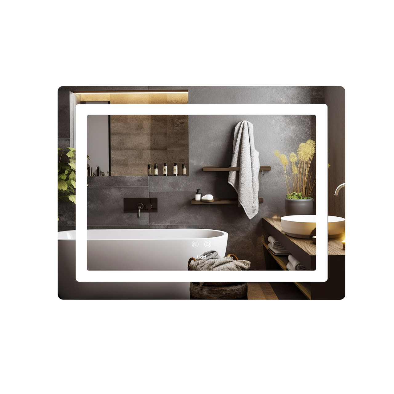 Дзеркало Lidz Kubis (KU2) 800х600 з LED-підсвічуванням Touch, з антизапотіванням, з димером, рег. яскравості LD78LF9048060 Baumar