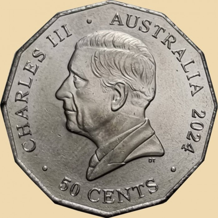 Австралія › Король Карл III 50 центів, 2024 50-та річниця - Національний комітет з відзначення Дня аборигенів і остров'ян №2835, фото 1