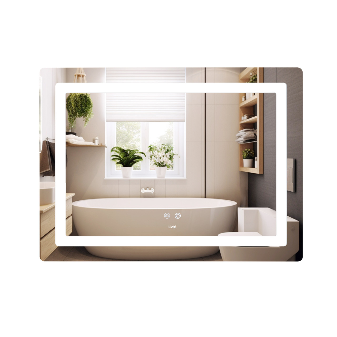 Дзеркало Lidz Kubis (KU2) 900х700 з LED-підсвічуванням Touch, з антизапотіванням, з димером, рег. яскравості LD78LF90448452