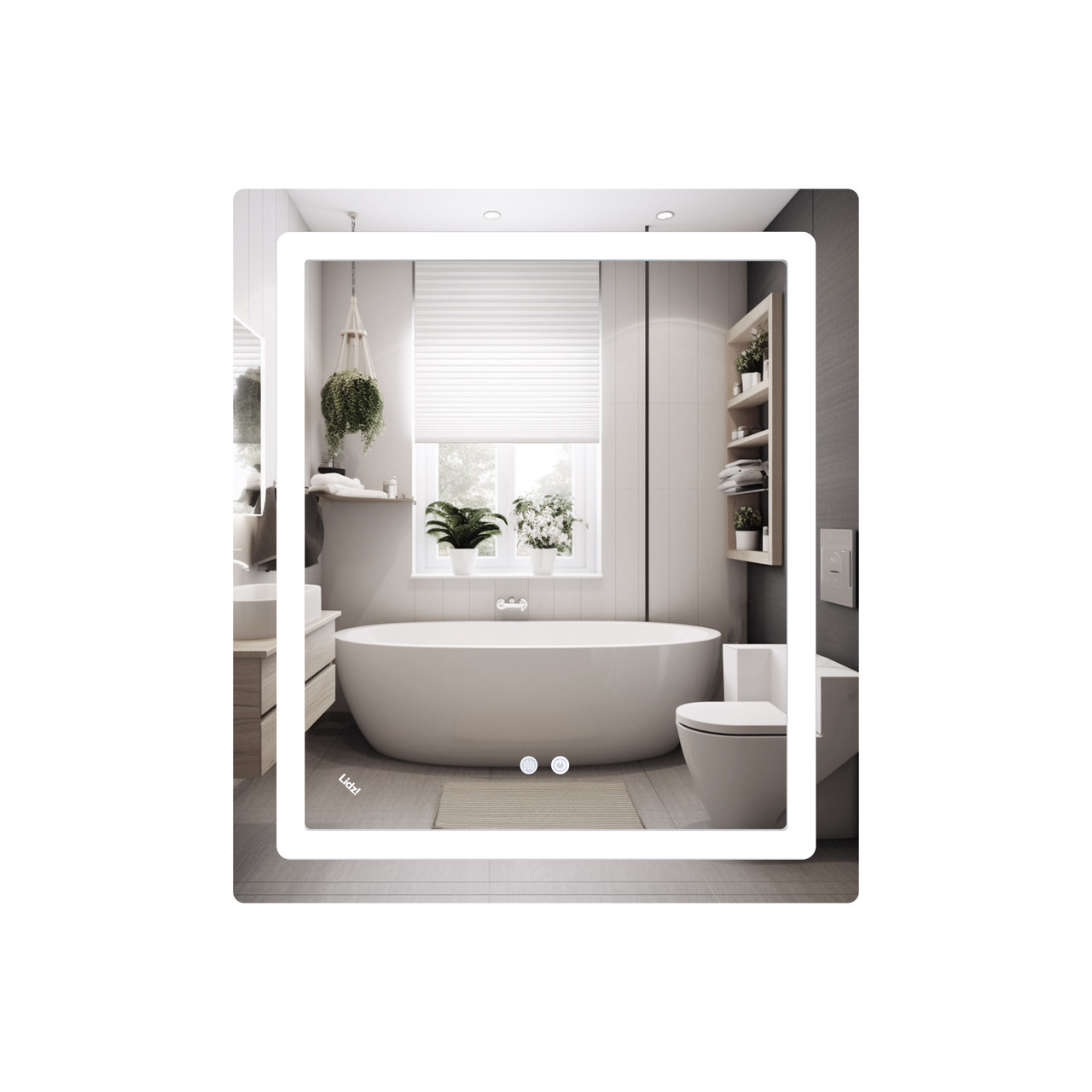 Дзеркало Lidz Kubis 700х800 з LED-підсвічуванням Touch, з антизапотіванням, з димером, рег. яскравості LD78LF9047080 Techno-Torba