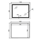Дзеркало Lidz Kubis (KU2) 1000х800 з LED-підсвічуванням Touch, з антизапотіванням, з димером, рег. яскравості LD78LF6141008048450, фото 2