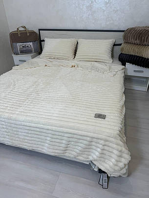 Велюрова постільна білизна Шарпей королевский Євро Молочний, фото 1