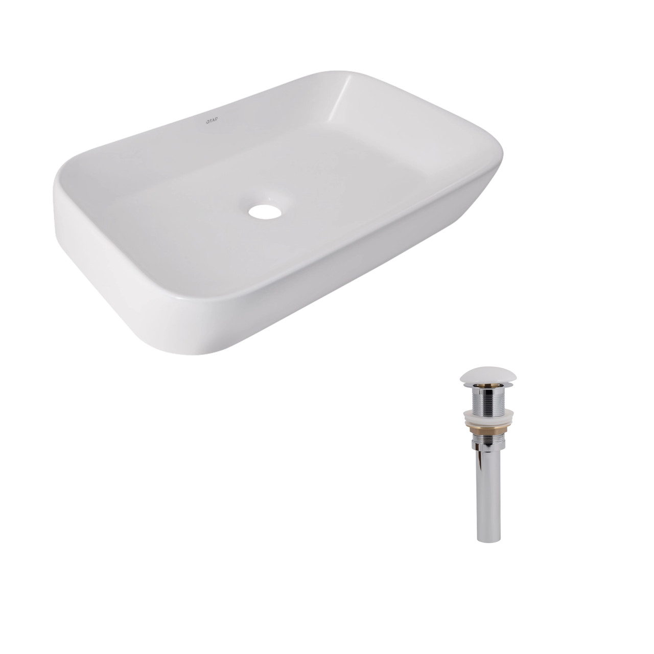 Комплект Qtap Scorpio: Раковина накладна 550x390x120 мм, White, прямокутна + Донний клапан Pop-up PU02 Baumar - Завжди Вчасно, фото 1