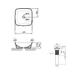 Комплект Qtap Kolibri: Раковина накладна 400x400x140 мм, White, квадратна + Донний клапан Pop-up PU02 Baumar - Завжди Вчасно, фото 2
