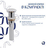 Комплект Qtap Kolibri: Раковина накладна 400x400x140 мм, White, квадратна + Донний клапан Pop-up PU02 Baumar - Завжди Вчасно, фото 6