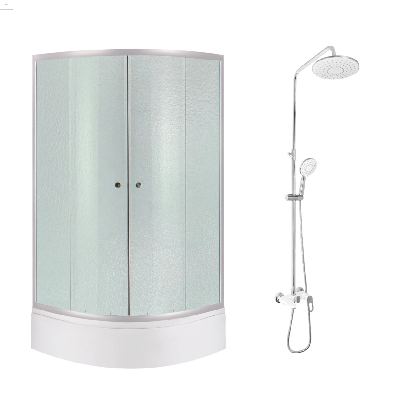 Комплект для душевої Latwa: Душева кабіна LLSC9090SATMIDFR2SET+Душева система на 3 споживача LDLAT1030WHI45427 Baumar - Завжди, фото 1