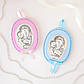 Ікона дитяча Богородиця Діва Марія з немовлям овал рожева для дівчинки, фото 5