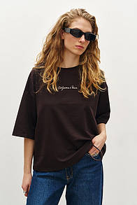 Жіноча футболка оверсайз з вишивкою "Щастя і доля" Rica Mare MKRM4262