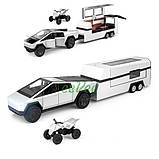 Машинка Tesla Cybertruck з причепом трейлером іграшка моделька металева Сірий (60854), фото 2