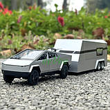 Машинка Tesla Cybertruck з причепом трейлером іграшка моделька металева Сірий (60854), фото 5