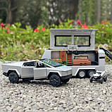 Машинка Tesla Cybertruck з причепом трейлером іграшка моделька металева Сірий (60854), фото 6