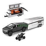 Машинка Tesla Cybertruck з причепом трейлером іграшка моделька металева Чорний (60855), фото 2