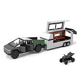 Машинка Tesla Cybertruck з причепом трейлером іграшка моделька металева Чорний (60855), фото 3