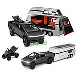 Машинка Tesla Cybertruck з причепом трейлером іграшка моделька металева Чорний (60855), фото 7