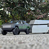 Машинка Tesla Cybertruck з причепом трейлером іграшка моделька металева Чорний (60855), фото 8
