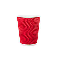Стакан Гофрований "ТС" (Ripple) 250мл – Червоний (20шт.), 35уп./ящ. (кр-75)