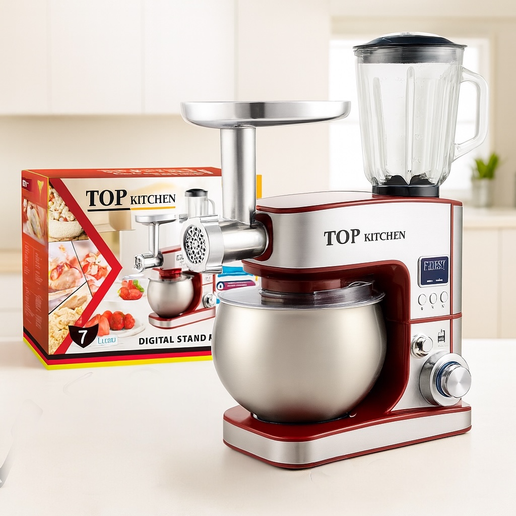 Кухонний комбайн 4в1 Top Kitchen TK00225, 4500Вт — тістоміс 7л, м'ясорубка, блендер, овочерізка, фото 1