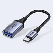 Адаптер кабель USB(m) - Type-C(f) TOPK A10XT0303 сірий